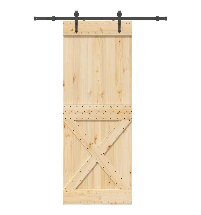Porte coulissante et kit de quincaillerie 85x210 cm pin massif | Mobilier & Déco