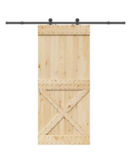 Porte coulissante et kit de quincaillerie 100x210 cm pin massif | Mobilier & Déco