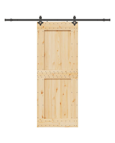 Porte coulissante et kit de quincaillerie 90x210 cm pin massif | Mobilier & Déco
