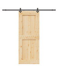 Porte coulissante et kit de quincaillerie 90x210 cm pin massif | Mobilier & Déco