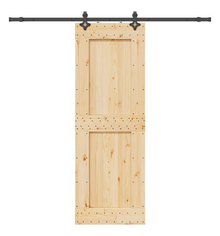 Porte coulissante et kit de quincaillerie 80x210 cm pin massif | Mobilier & Déco