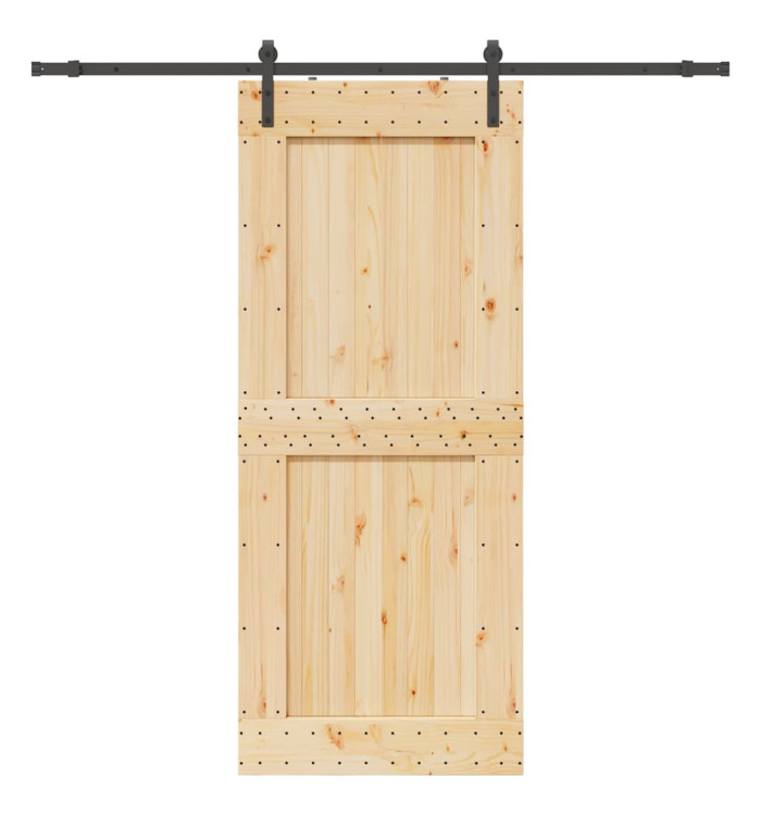 Porte coulissante et kit de quincaillerie 95x210 cm pin massif | Mobilier & Déco