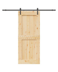 Porte coulissante et kit de quincaillerie 95x210 cm pin massif | Mobilier & Déco