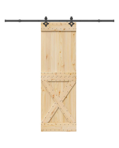 Porte coulissante et kit de quincaillerie 70x210 cm pin massif | Mobilier & Déco