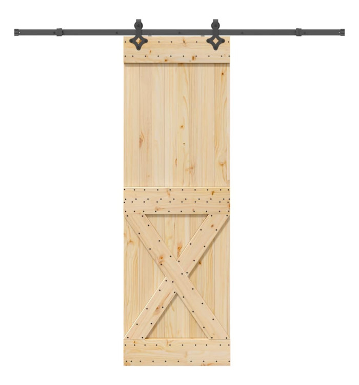 Porte coulissante et kit de quincaillerie 70x210 cm pin massif | Mobilier & Déco