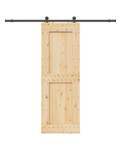 Porte coulissante et kit de quincaillerie 80x210 cm pin massif | Mobilier & Déco