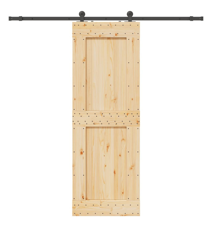 Porte coulissante et kit de quincaillerie 80x210 cm pin massif | Mobilier & Déco