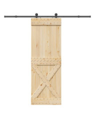 Porte coulissante et kit de quincaillerie 80x210 cm pin massif | Mobilier & Déco