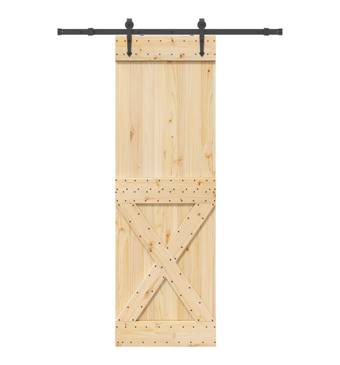 Porte coulissante et kit de quincaillerie 70x210 cm pin massif | Mobilier & Déco