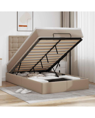 Cadre de lit ottoman et matelas cappuccino 120x190cm similicuir | Mobilier & Déco
