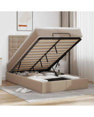 Cadre de lit ottoman et matelas cappuccino 120x190cm similicuir | Mobilier & Déco