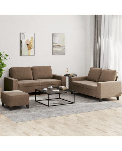 Ensemble de canapés 3 pcs marron tissu | Mobilier & Déco