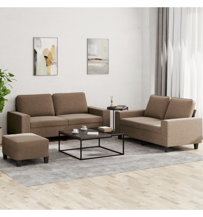 Ensemble de canapés 3 pcs marron tissu | Mobilier & Déco