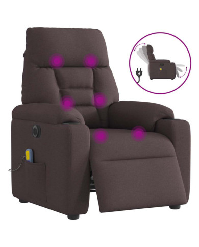 Fauteuil de massage inclinable électrique Marron foncé Tissu | Mobilier & Déco