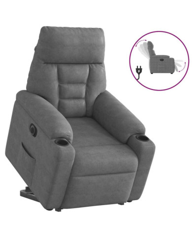 Fauteuil inclinable électrique gris foncé tissu microfibre | Mobilier & Déco