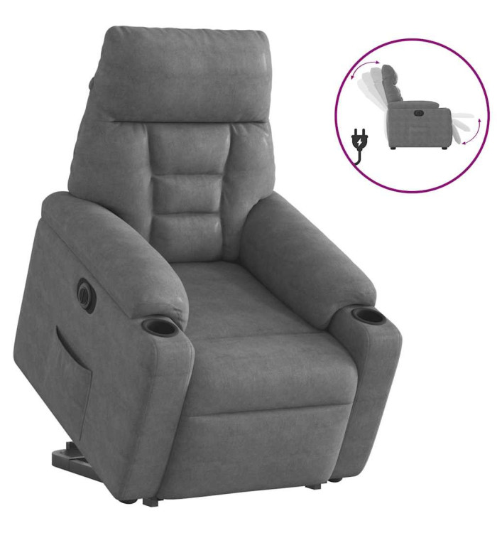 Fauteuil inclinable électrique gris foncé tissu microfibre | Mobilier & Déco