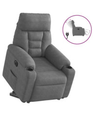 Fauteuil inclinable électrique gris foncé tissu microfibre | Mobilier & Déco