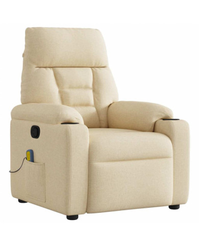Fauteuil de massage inclinable Crème Tissu | Mobilier & Déco