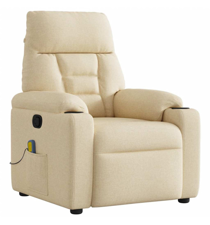 Fauteuil de massage inclinable Crème Tissu | Mobilier & Déco