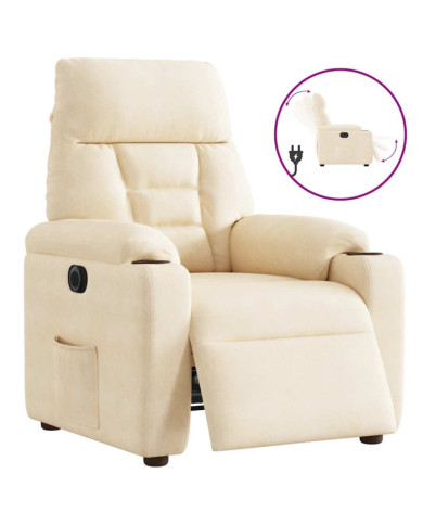 Fauteuil inclinable électrique beige tissu microfibre | Mobilier & Déco