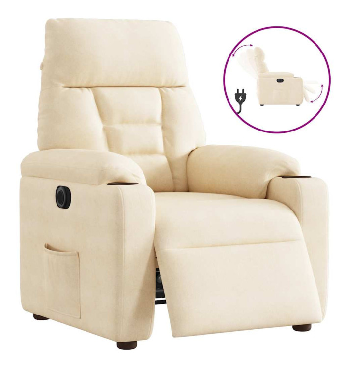 Fauteuil inclinable électrique beige tissu microfibre | Mobilier & Déco