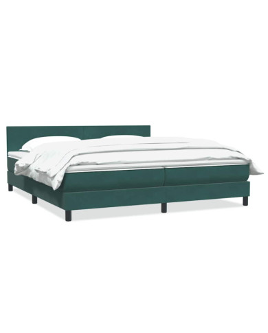 Sommier à lattes de lit et matelas vert foncé 180x210cm velours | Mobilier & Déco