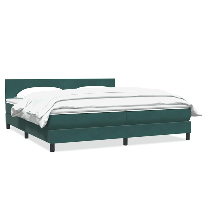 Sommier à lattes de lit et matelas vert foncé 180x210cm velours | Mobilier & Déco