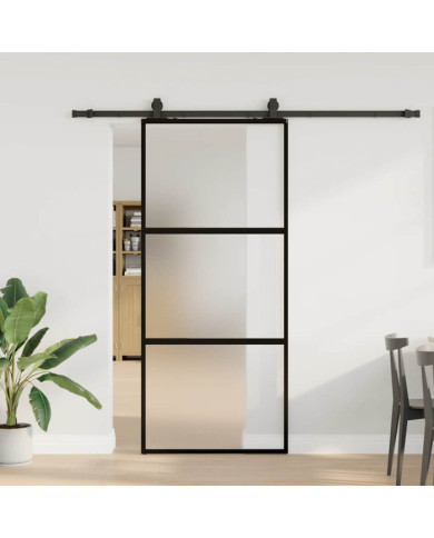 Porte coulissante avec kit de quincaillerie noir 90x205 cm | Mobilier & Déco