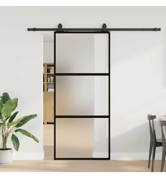 Porte coulissante avec kit de quincaillerie noir 90x205 cm | Mobilier & Déco
