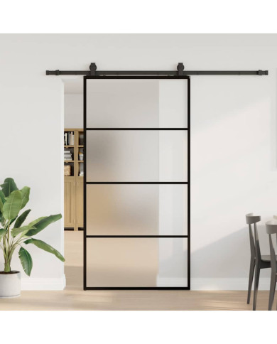 Porte coulissante kit de quincaillerie noir 102,5x205 cm | Mobilier & Déco