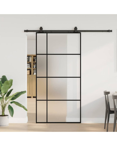Porte coulissante kit de quincaillerie noir 102,5x205 cm | Mobilier & Déco