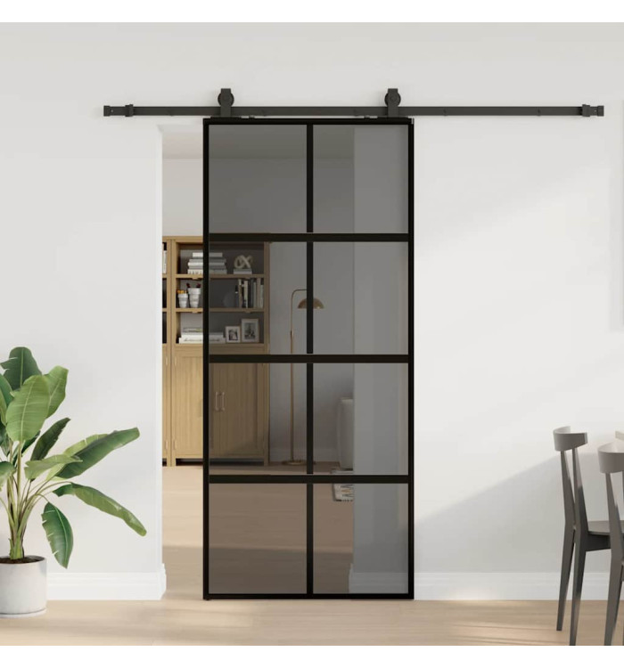 Porte coulissante avec kit de quincaillerie noir 90x205 cm | Mobilier & Déco