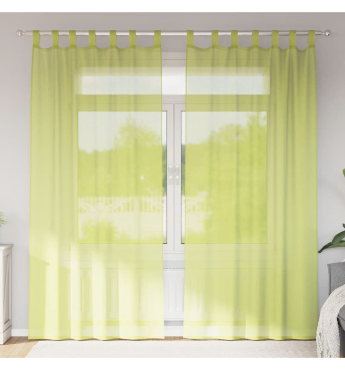 Rideaux en voile avec passants 2 pcs vert pomme | Mobilier & Déco