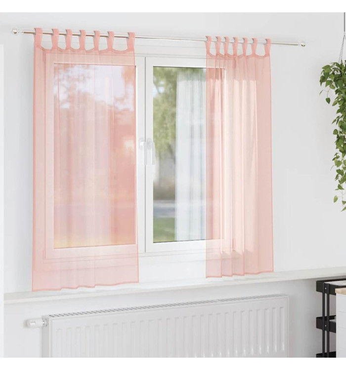 Rideaux en voile avec passe-tringles 2 pcs rose | Mobilier & Déco