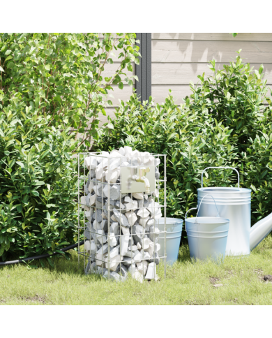 Colonne Gabion avec Robinet 50x25x25 cm Acier Inoxydable | Mobilier & Déco