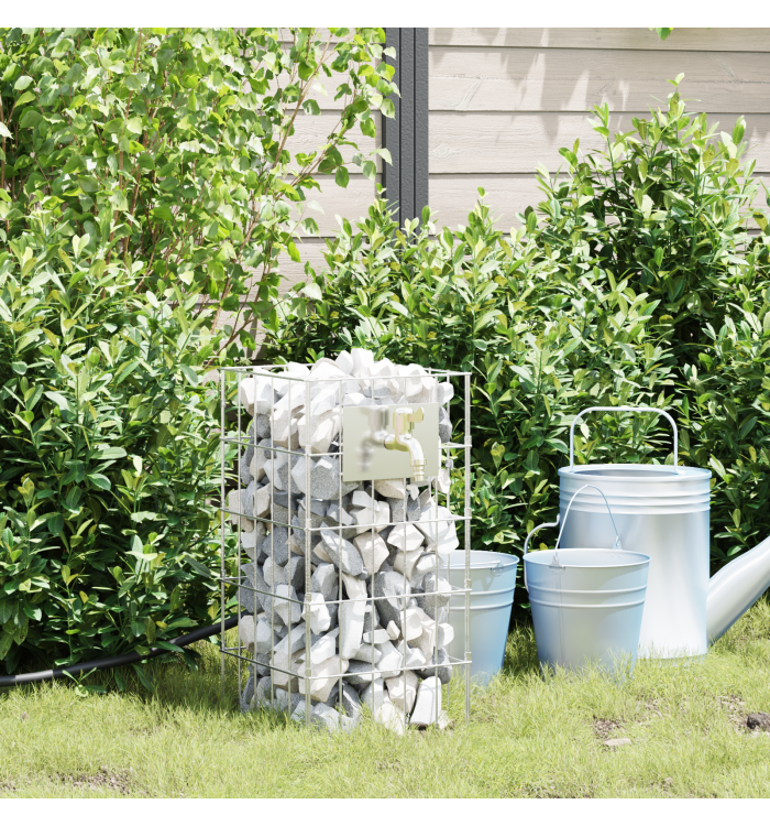 Colonne Gabion avec Robinet 50x25x25 cm Acier Inoxydable | Mobilier & Déco