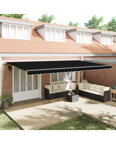 Auvent Rétractable Manuel Noir 600x350 cm | Mobilier & Déco