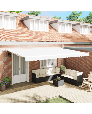 Store rétractable manuel Blanc 500x350 cm, Tissu de remplacement pour store pour cadre de 5x3,5 m Blanc | Mobilier & Déco
