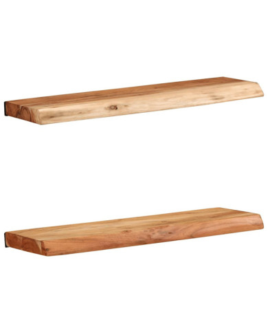 Étagères murales 2 pcs 60x20x3,5 cm bois massif d'acacia | Mobilier & Déco