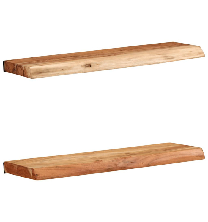 Étagères murales 2 pcs 60x20x3,5 cm bois massif d'acacia | Mobilier & Déco