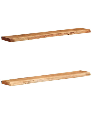 Étagères murales 2 pcs 100x20x3,5 cm bois massif d'acacia | Mobilier & Déco
