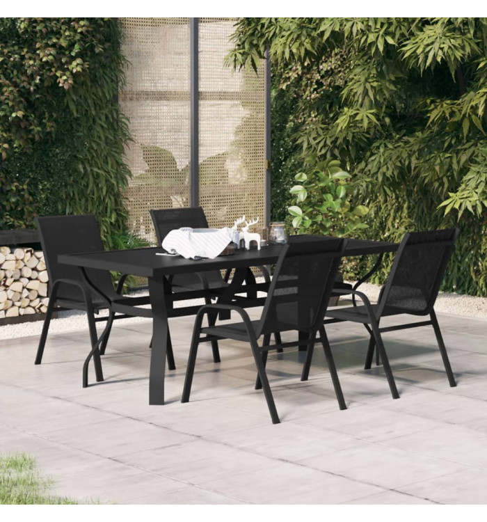 Ensemble à manger de jardin 5 pcs Noir | Mobilier & Déco