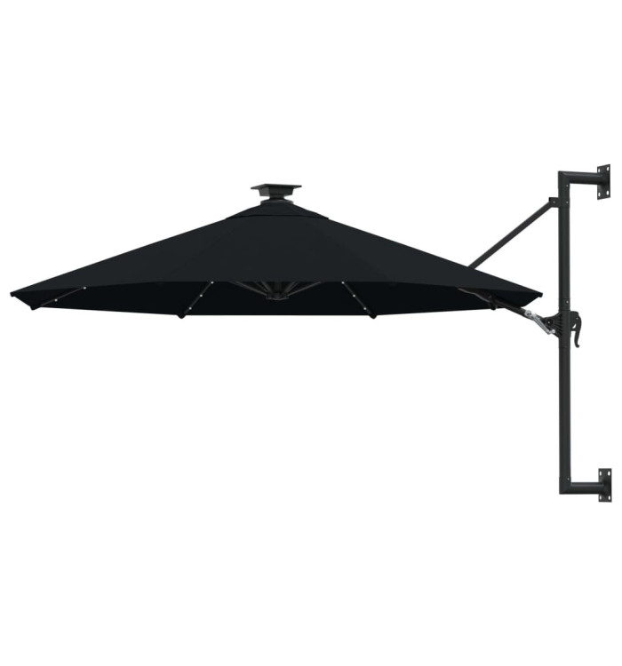 Parasol mural de jardin avec LED 300 cm noir | Mobilier & Déco