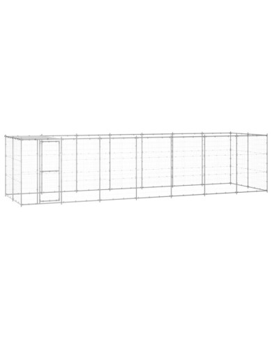 Chenil extérieur Acier galvanisé avec toit 16,94 m² | Mobilier & Déco