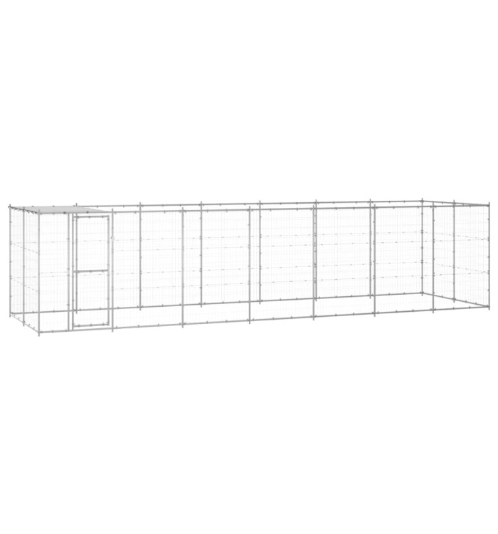 Chenil extérieur Acier galvanisé avec toit 16,94 m² | Mobilier & Déco