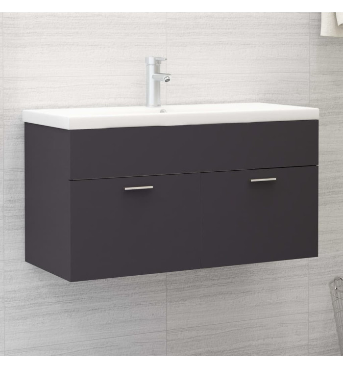 Armoire d'évier avec lavabo intégré Gris Bois d'ingénierie | Mobilier & Déco
