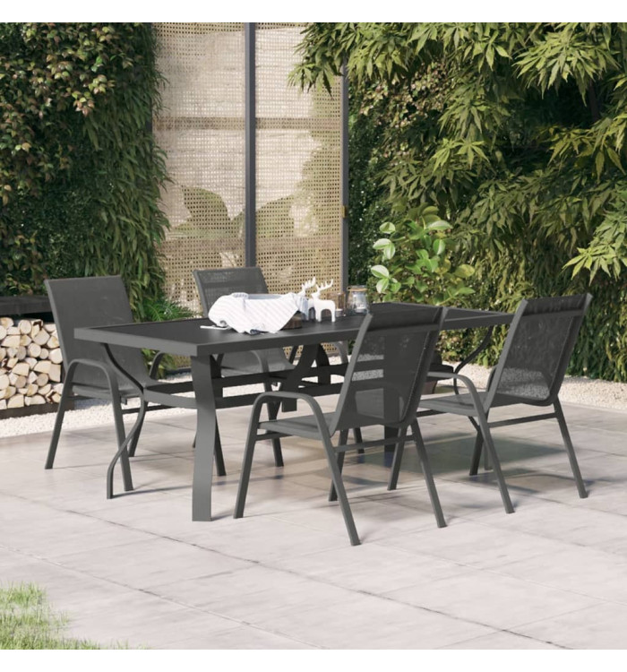 Ensemble à manger de jardin 5 pcs Gris et noir | Mobilier & Déco