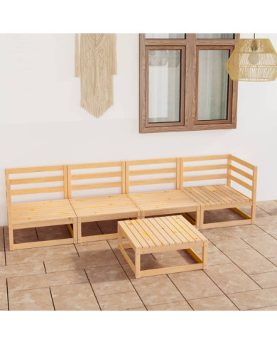 Salon de jardin 5 pcs bois de pin massif | Mobilier & Déco