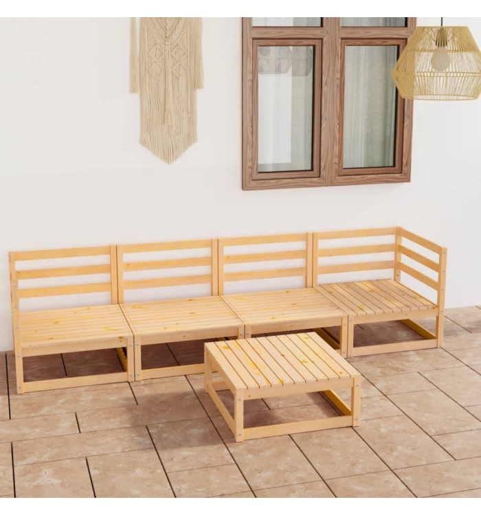 Salon de jardin 5 pcs bois de pin massif | Mobilier & Déco