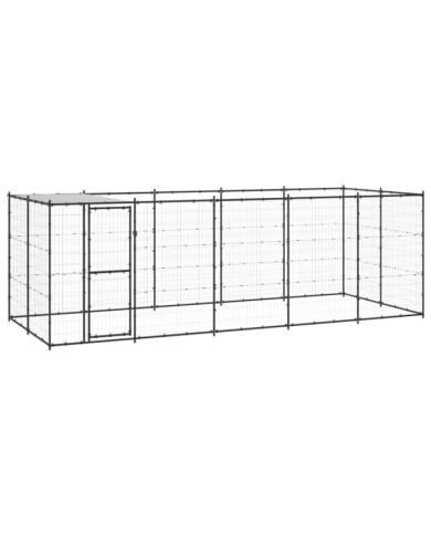 Chenil extérieur Acier avec toit 12,1 m² | Mobilier & Déco